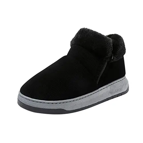 Produktbild: Jagd Schuhe Herren, einfarbig, Baumwolle, warm, seitlicher Reißverschluss, Plattform, Kurze Baumwollstiefel Anzug Schuhe Herren Rot (Black, 42)