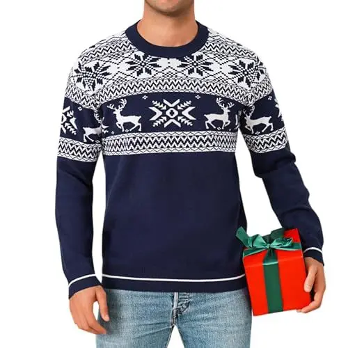 Produktbild: Jahetuul Weihnachten Pullover Herren Weihnachtspullover lustig Weihnachtspulli Familie Ugly Christmas Sweater Partnerlook Schneeflockenpullover