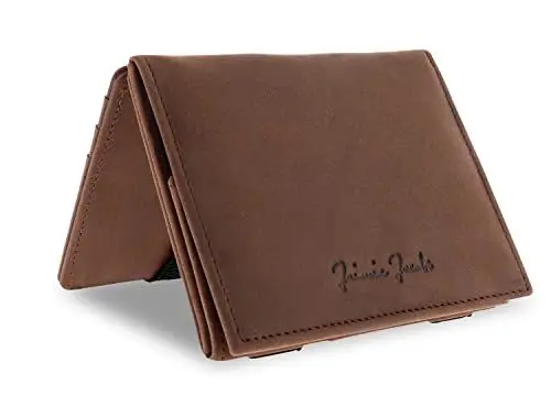 Produktbild: Jaimie Jacobs Flap Boy - Das Original Magic Wallet mit Münzfach RFID-Schutz Magischer Geldbeutel magisches Portemonaie Brieftasche mit Kleingeldfach Herren echtes Leder (Büffelleder Braun)