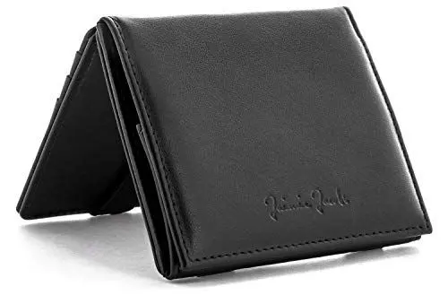 Produktbild: Jaimie Jacobs Flap Boy - Das Original - Magic Wallet mit Münzfach und RFID-Schutz Magischer Geldbeutel magisches Portmonaie Brieftasche mit Kleingeldfach Herren echtes Leder (Schwarz)