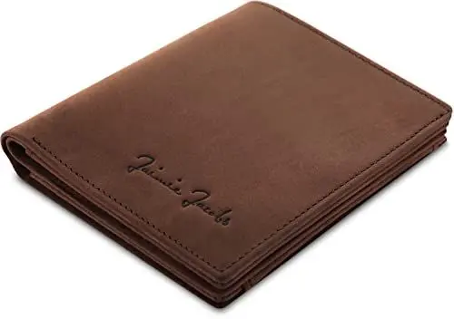 Produktbild: Jaimie Jacobs SLIMSTAR Geldbeutel dünne Geldbörse Leder Slim Wallet Hochformat Herren (Büffelleder Dunkelbraun)
