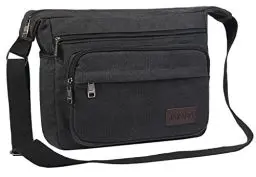 Produktbild: JAKAGO Wasserdichte Umhängetasche Herren,Multi-Tasche aus Segeltuch 15 Zoll Messenger Bag Arbeit Taschen für Herren & Damen,für Schule Reisen Arbeiten täglicher Gebrauch,Schwarz