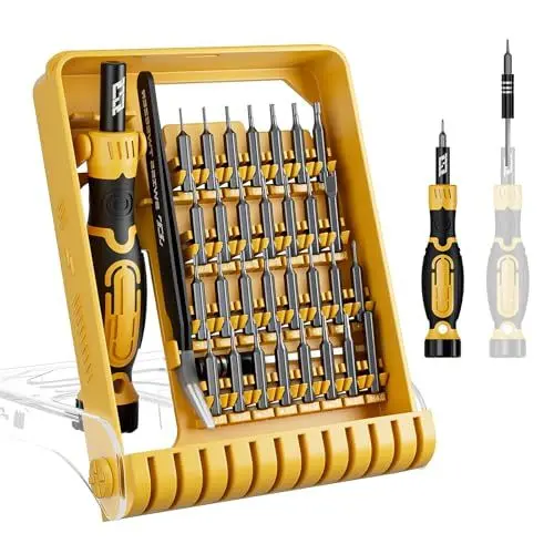 Produktbild: JAKEMY Feinmechaniker Schraubendreher 33 in 1 Mini Schraubenzieher Reparatur Werkzeug Set mit 30 Magnetische Bits Torx Präzisions Schraubendreher für Handy Laptop Uhr Tablet Brille Kamera Elektronik