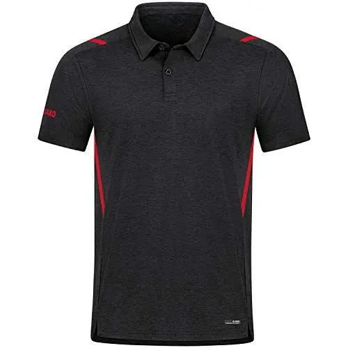 Produktbild: JAKO Herren Poloshirt Challenge, Schwarz-Meliert/Rot, S