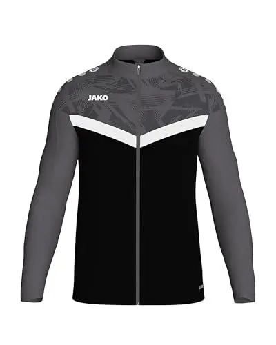 Produktbild: JAKO ICONIC Unisex Polyesterjacke Gr. 140 Schwarz/Anthrazit - Atmungsaktive Kinder Trainingsjacke Jungen und Mädchen im modernen Design, 100% recyceltes Polyester