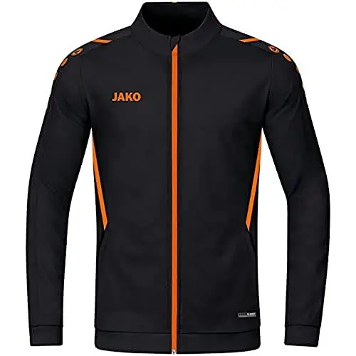 Produktbild: JAKO Kinder Polyesterjacke Challenge, Schwarz/Neonorange, 152