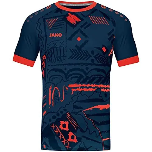 Produktbild: JAKO Unisex Kinder Tropicana (Kurzarm) Fußballtrikot KA, Navy/Flame, 164 EU