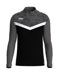 Produktbild: JAKO Ziptop Herren und Damen Iconic Gr. L Schwarz/Anthrazit - Atmungsaktives Unisex Sport Sweatshirt mit Keep Dry Funktion und wärmender, weicher Fleece-Innenseite