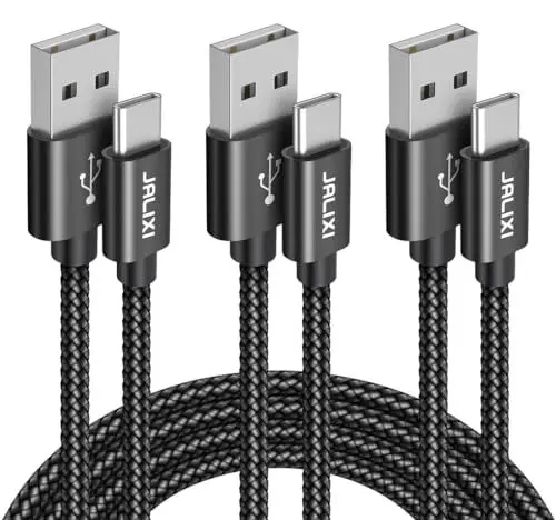 Produktbild: JALIXI USB C kabel 3 Stück, (0.3M+1M+3M) USB auf USB C Ladekabel Nylon für Samsung Galaxy S25 S24 S23, A55 A16 A15, für iPhone 16/15 series, Pixel, Schwarz
