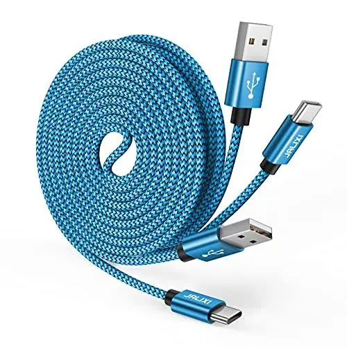 Produktbild: JALIXI USB auf USB C Kabel 3m, Schnellladekabel USB-C Lang, Ladekabel Nylon für Samsung Galaxy S25 S24 S23 S22 Plus Fe, A55 A35 A25 A16 A15, Tab a9 a8 a7, Pixel, Blau
