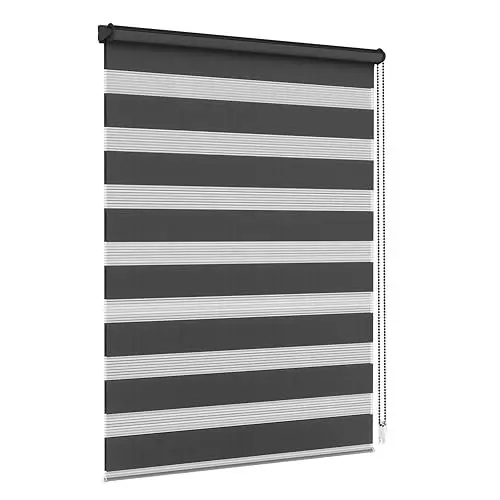 Produktbild: Jalousiescout Doppelrollo Klemmfix ohne Bohren & mit Bohren, 32,5x230cm Schwarz Rollo Fensterrollo lichtdurchlässig & verdunkelnd，Sonnenschutzrollo Zebrarollo für Fenster & Türen