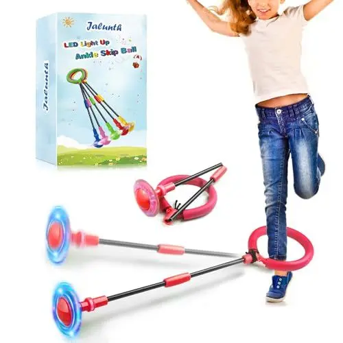 Produktbild: Jalunth Springring Fußkreisel Swing Wheel Outdoor Draußen Garten Draussen Blinkender Spielzeug Spiele Kinder Erwachsene Jungen Mädchen 5 6 7 8 9 10 11 12 13 Jahre Nikolaus Geschenke mit LED Licht Rad
