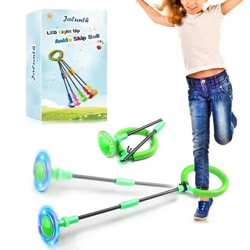 Produktbild: Jalunth Springring Fußkreisel Swing Wheel Outdoor Draußen Garten Draussen Spielzeug Spiele Sachen Kinder Erwachsene Jungen Mädchen 5 6 7 8 9 10 11 12 13 Jahre Ostern Geschenke mit Coole Lichtrad