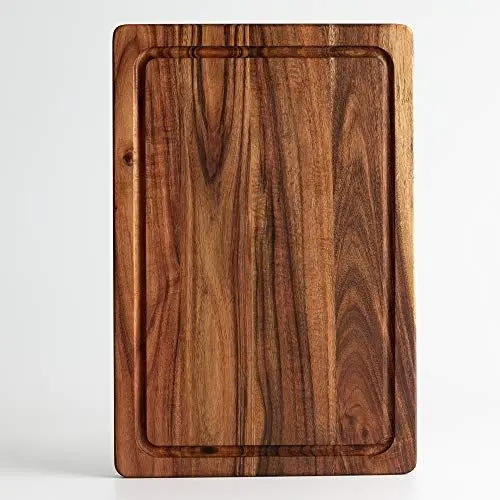 Produktbild: jalz jalz Schneidebrett aus Holz für die Küche, Schneidebrett aus Akazienholz, Servierbrett für Fleisch, Gemüse, Obst und Käse, groß, 38,1 x 25,4 cm