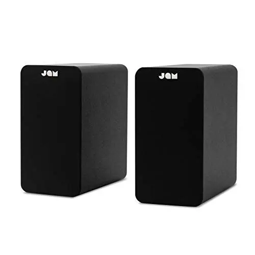 Produktbild: Jam Bluetooth Bookshelf Speakers - kompakte Regallautsprecher, Bluetooth-Lautsprecher mit AUX-IN, 8-mm Treiber, Aktivlautsprecher, satte Bässe, feine Akustik, Lautsprecher Boxen, Schwarz