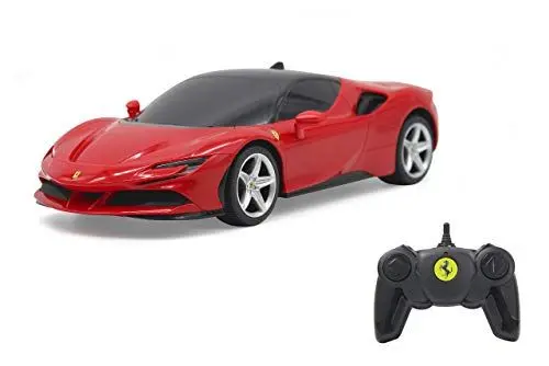 Produktbild: JAMARA 403124 - Ferrari SF90 Stradale 2,4 GHz 1:24 - offiziell lizenziert, bis zu 1 Stunde Fahrzeit bei ca. 9 Km/h, perfekt nachgebildete Details, hochwertige Verarbeitung, Rot