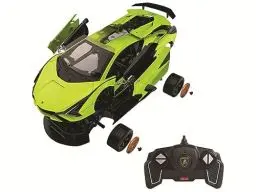 Produktbild: JAMARA 403129 - Lamborghini Sián FKP 37 1:18 2,4GHz Bausatz - Teile Werden gesteckt, kein Werkzeug od. kleben nötig, detailgetreuer Innenraum, Türen manuell öffnen, grün