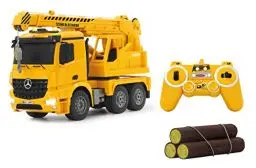 Produktbild: JAMARA 404950 - Schwerlastkran Mercedes Arocs 1:20 2,4G - drehbarer und ausfahrbarer Kran, Seil heben / senken, realistischer Motorsound, Hupe, Rückfahrwarnsound, 4 Radantrieb,gelbe LED Signallichter