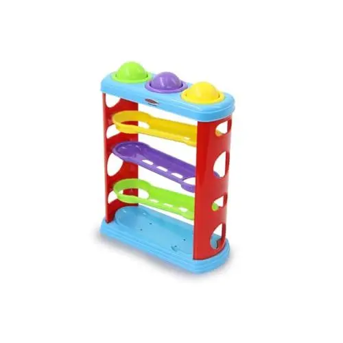 Produktbild: JAMARA 460585 - Hammerspiel Rolling Balls – fördert spielerisch die feinmotorischen Fähigkeiten, Farbenfrohe Kugelbahn, 3 farbige Kugeln, aus robustem Kunststoff, Mehrfarbig, Bunt