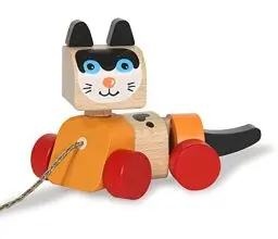Produktbild: JAMARA 460704 Holzspielzeug Kidiwood Nachzieh Katze – ab 18 Monaten, Massivholz-Bergahorn und Buche, Farben auf Wasserbasis, fördert die motorische Fähigkeiten und Tastsinn, Ziehschnur, Mehrfarbig