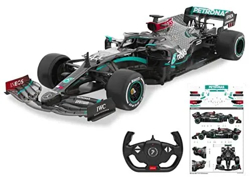 Produktbild: JAMARA Mercedes-AMG F1 W11 EQ Performance 1:12-2,4GHz für Mehrspielerbetrieb, offiziell lizenziert, originalgetreue Lackierung, Inklusive Dekorbogen, Schwarz, 402106