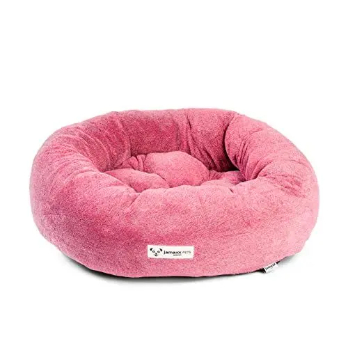 Produktbild: JAMAXX® Deluxe Hundebett 60cm Donut Hundekörbchen Deluxe Faux-Pelz hochwertig HundeSofa flauschig Wash - Hundekorb rund für kleine Hunde Katzen, Hundekissen Brillante Trend Farben PDB2083 Dark-Salmon