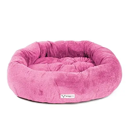 Produktbild: JAMAXX® Luxus Hundekörbchen Donut Hundebett Kissen 85cm Style mit Brillanz Elegance Kuschel HundeSofa flauschig - waschbar Hundekissen für mittelgroße Hunde, Exklusiver Stoff Super-Soft PDB2083 M pink