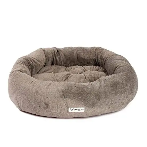 Produktbild: JAMAXX® Luxus Hundekörbchen Donut Hundebett Kissen 85cm Style mit Brillanz Elegance Kuschel HundeSofa flauschig - waschbar Hundekissen mittelgroße Hunde, Exklusiver Stoff Super-Soft PDB2083 M, Schoko