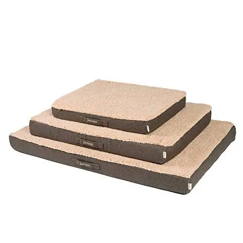 Produktbild: JAMAXX Orthopädische Hunde-Matratze Gelenkschonender Memory Visco Schaum Waschbar Abnehmbarer Bezug aus Lammfell und Oxford Gewebe Wasserabweisend Hundebett PDB1012 (M) 90x65 dunkel-beige