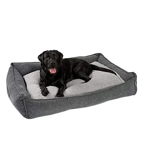 Produktbild: JAMAXX Premium Hundebett Orthopädisch Memory Visco Schaum Waschbar Abnehmbarer Bezug Wasserabweisend - Weiches Sofa Hundekorb Hunde-Körbchen mit Wendekissen - PDB2004 (L) 120x90 grau