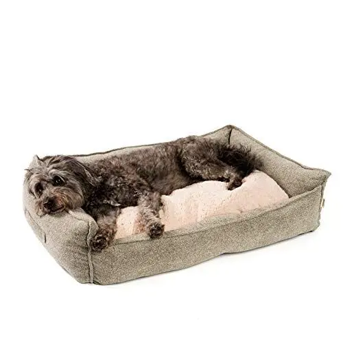 Produktbild: JAMAXX Premium Hundebett Orthopädisch Memory Visco Schaum Waschbar Abnehmbarer Bezug Wasserabweisend - Weiches Sofa Hundekorb Hunde-Körbchen mit Wendekissen / PDB2004 S-XL (90x70 (M), Sand