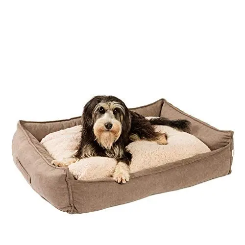 Produktbild: JAMAXX Premium Hundebett Orthopädisch Memory Visco Schaum Waschbar Wendekissen Wasserabweisend/Hundekörbchen Weicher Samtartiger Sofa Stoff Hundekissen Hundekorb PDB2002 (90x70 (M), braun