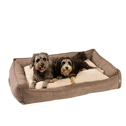 Produktbild: JAMAXX Premium Hundebett Orthopädisch Memory Visco Schaum Waschbar Wendekissen Wasserabweisend/Hundekörbchen Weicher Samtartiger Sofa Stoff Hundekissen Hundekorb PDB2002 (L) 120x90 braun