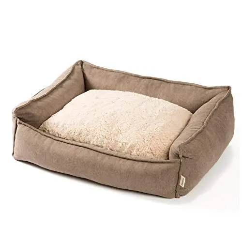 Produktbild: JAMAXX Premium Hundebett Orthopädisch Memory Visco Schaumstoff, Waschbar Wendekissen Wasserabweisend/Hundekörbchen Weicher Samtartiger Sofa Stoff Hundekissen Hundekorb PDB2002 (S) 60x50, braun