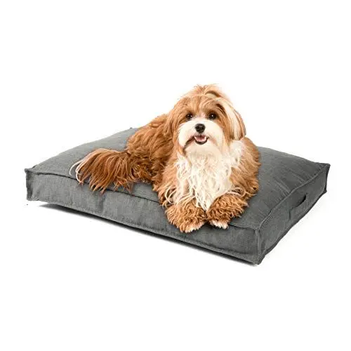 Produktbild: JAMAXX Premium Hundekissen Orthopädisch Memory Foam, Leinen Bezug Waschbar, Nässeschutz Wasserabweisend - Kuschelig Weich, Visco Elastische Kissenfüllung, Hundebett PDB1005 (S) grau 65x50