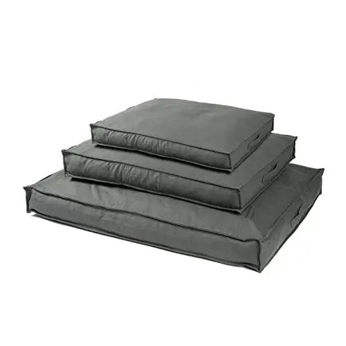 Produktbild: JAMAXX Premium Hundekissen - Orthopädisch Memory Schaumstoff-Flocken, Waschbar Abnehmbarer Bezug Wasserabweisend - Hundebett mit Canvas Stoffbezug PDB1007 (S) 65x50 grau