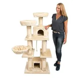 Produktbild: JAMAXX Premium Katzen Kratzbaum XXL H160cm, extra-stabil Dicke Stämme, super weiches Plüsch PCT6002 beige
