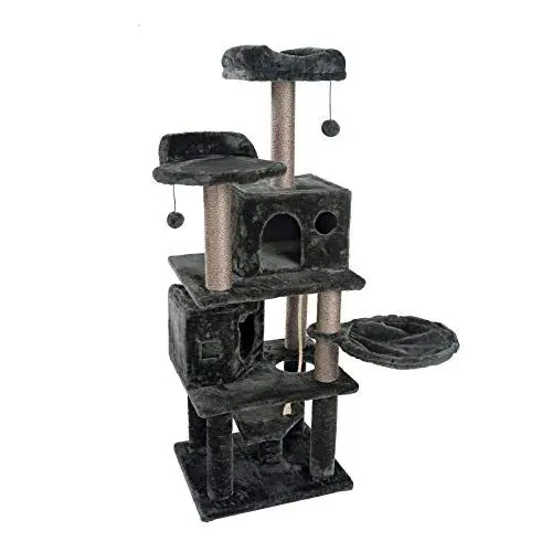 Produktbild: JAMAXX Premium Katzen Kratzbaum XXL H165cm, Extra-Stabil 9 Dicke Stämme, Starke Bodenplatte 3cm, Super Weiches Plüsch, PCT6006 dunkel-grau