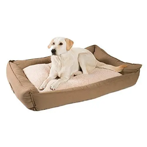 Produktbild: JAMAXX orthopädisches Hundebett - Memory Schaumstoff, Waschbar Wendekissen - Hundekissen mit Lammfell - Hundekorb Hundekörbchen Abnehmbarem Bezug Reissverschluss, PDB2008 (L) 120x90 Coffee-braun
