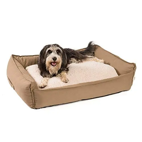 Produktbild: JAMAXX orthopädisches Hundebett - Memory Schaumstoff, Waschbar Wendekissen - Hundekissen mit Lammfell - Hundekorb Hundekörbchen Abnehmbarem Bezug Reissverschluss, PDB2008 (M) 90x70 Coffee-braun