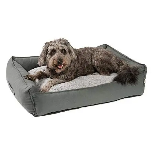 Produktbild: JAMAXX orthopädisches Hundebett - Memory Schaumstoff, Waschbar Wendekissen - Hundekissen mit Lammfell - Hundekorb Hundekörbchen Abnehmbarem Bezug Reissverschluss, PDB2008 (M) 90x70 grau