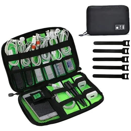 Produktbild: JamBer Kabeltasche Reisen Kabel Etui Elektronik Zubehör Organizer Tasche Kabel Organizer für Bag Accessories Handy Ladekabel, Powerbank, USB Sticks Schwarz
