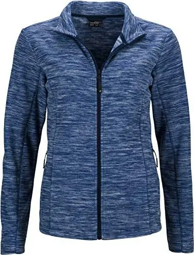 Produktbild: James & Nicholson Damen Ladies' Fleece Jacket Jacke, Blau (Blue-Melange/Navy), 38 (Herstellergröße: L)
