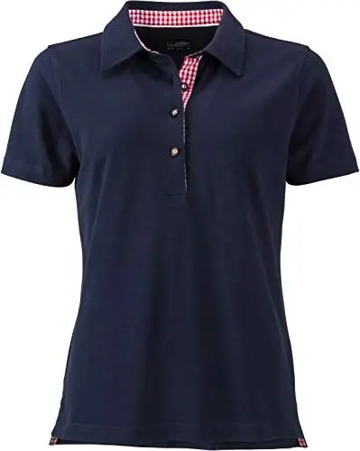 Produktbild: James & Nicholson Damen Ladies' Traditional Polo Poloshirt, Blau (Navy/Red-White), 38 (Herstellergröße: L)