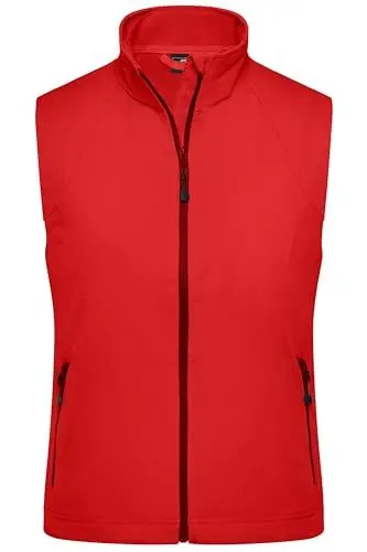 Produktbild: James & Nicholson Damen Softshell Weste - Taillierte Weste aus elastischem Softshell | Farbe: red | Grösse: M