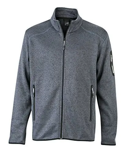 Produktbild: James & Nicholson Herren Jacke Jacke Knitted Fleece Jacket grau (Dark-Grey-Melange/Silver) X-Large