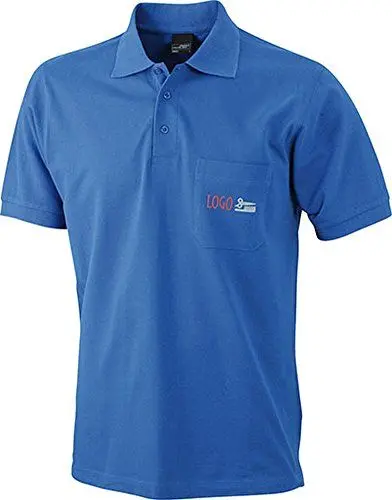Produktbild: James & Nicholson Herren Polo-Pique-Pocket Poloshirt, Blau (royal), X-Large