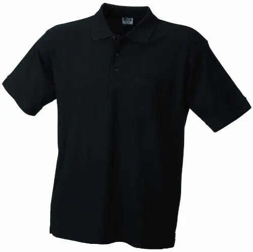 Produktbild: James & Nicholson Herren Polo-Pique-Pocket Poloshirt, Schwarz (Black), X-Large
