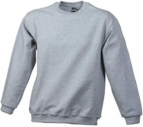 Produktbild: James & Nicholson Herren Round-Sweat-Heavy Sweatshirt, Grau (greyheather), X-Large
