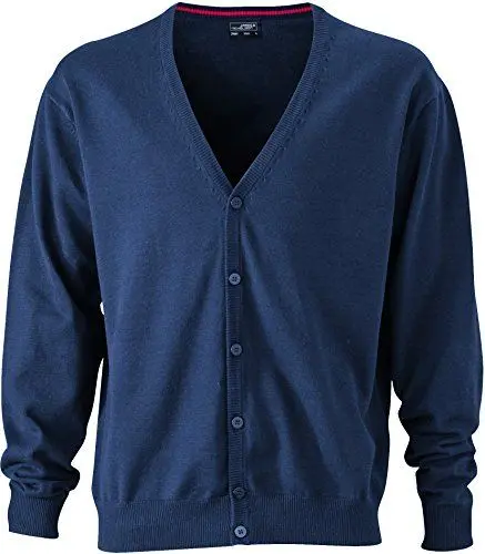 Produktbild: James & Nicholson Herren V-Neck Cardigan Strickjacke, Blau (Navy), XXX-Large